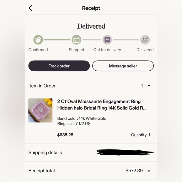 White gold 2ct moissanite engagement ring - Picture 8 of 9
